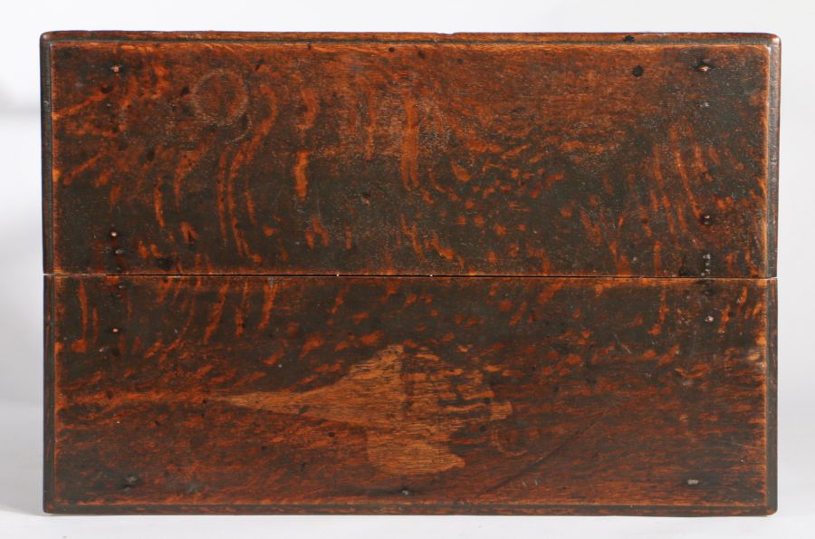 18th Century oak side table, the rectangular top above a single frieze drawer and turned legs united - Image 2 of 2