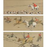 Hunting scenes A set lithographs printed in colour with hand-colouring, on wove, each 262 x 765mm (