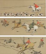 Hunting scenes A set lithographs printed in colour with hand-colouring, on wove, each 262 x 765mm (