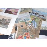 Folder of Assorted Watercolours, Drawings etc