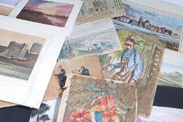 Folder of Assorted Watercolours, Drawings etc