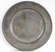 A late 17th century pewter triple-reeded charger, Bristol, circa 1680-1700 With hallmarks of William