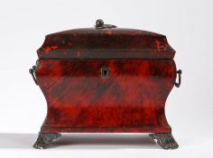 William IV silver mounted red tortoiseshell casket, London 1832, maker Edward Farrell, the lid