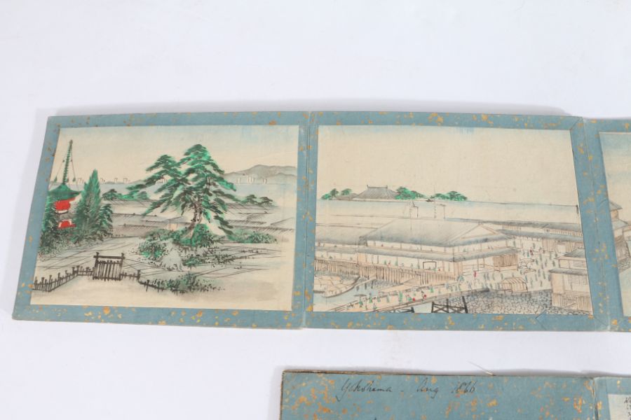 Unusual 19th Century album containing 48 watercolours depicting Japanese landscape scenes, to - Image 6 of 27