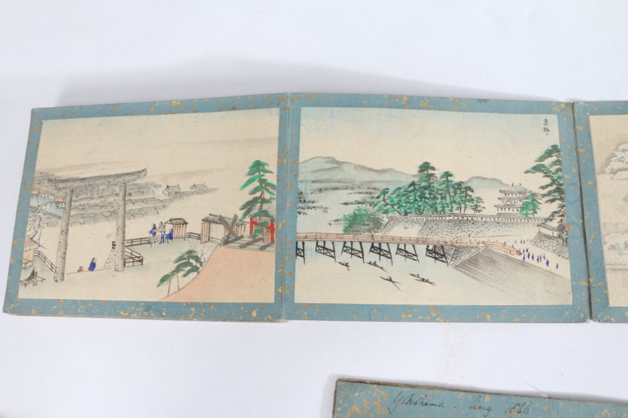 Unusual 19th Century album containing 48 watercolours depicting Japanese landscape scenes, to - Image 17 of 27