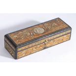 Art Nouveau glove box, the rectangular top decorated with a circular plaque depicting scantily