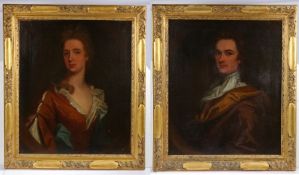 English School (18th Century) Portraits of a Lady and Gentleman pair of oils on canvas 73 x 60cm (