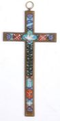 Large 19th century Italian micro mosaic cross, decorated with I.N.R.I above the dove of peace and