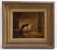 English School (19th Century) Horses in a Stable, indistinctly signed and dated (lower left), oil on