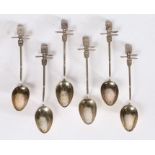 Set of six Chinese silver teaspoons, maker Hung Chong & Co. Shanghai (active circa 1860-1930), the
