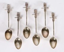 Set of six Chinese silver teaspoons, maker Hung Chong & Co. Shanghai (active circa 1860-1930), the