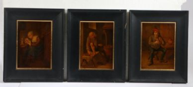 J Baltespperger ? (Flemish, 17th/18th Century) Interior Scenes with Comical Figures, all signed