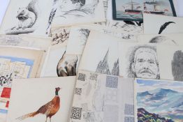 Fred Aris (1932-1995), folder of approximately 75 drawings and watercolours (15 signed), together