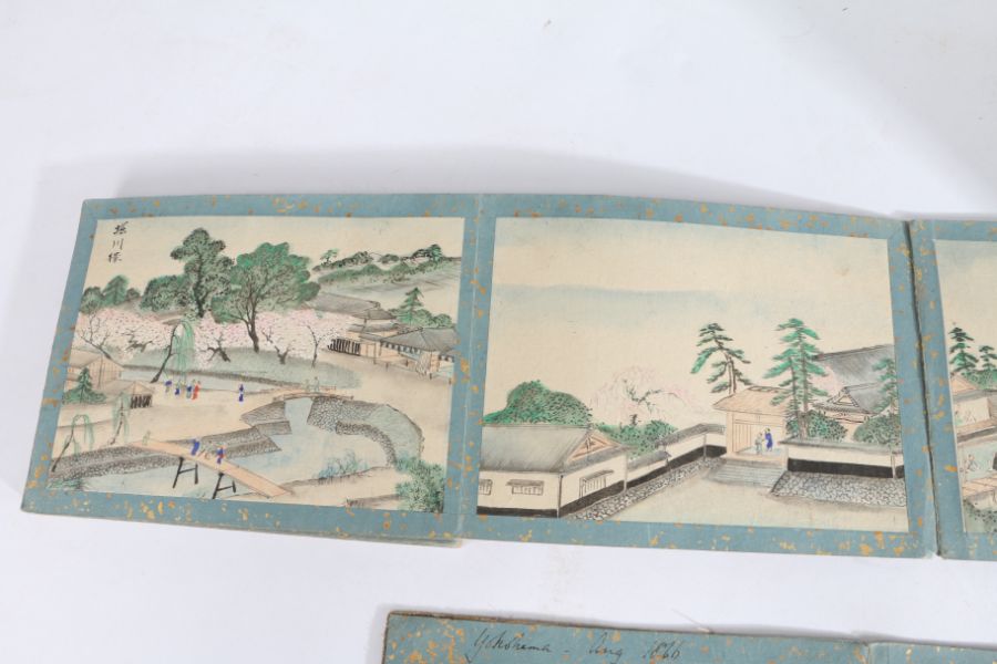 Unusual 19th Century album containing 48 watercolours depicting Japanese landscape scenes, to - Image 14 of 27