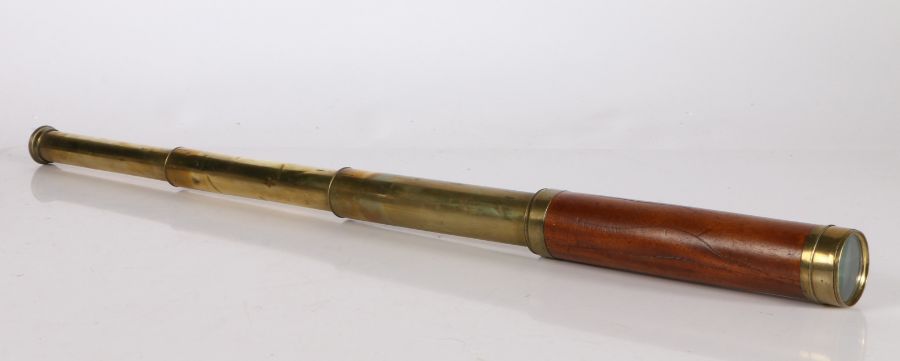 19th Century James Long Royal Exchange Telescope, with a mahogany grip and three draws - Image 7 of 10