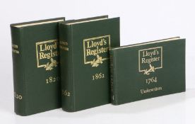 Lloyd's Register- three facsimile copies 1764/1820/1862, reprint by Gregg Press, gilt tooled green