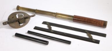 Broadhurst Clarkson & Co Ltd. brass and brown leather mounted four drawer telescope, 74cm collapsing