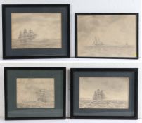 Hugh Golding Constable (1868-1948), four pencil drawings of sailing ships, signed, all housed in
