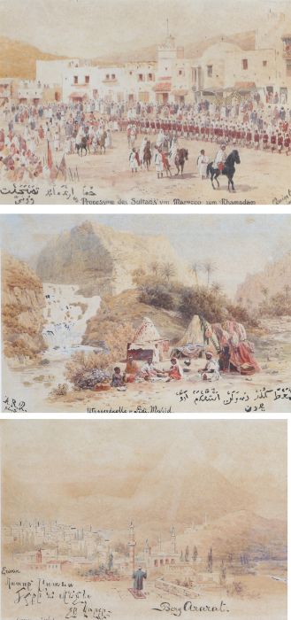 A.R. Quinton 'Wassenbaelle v. Sidi Meskid', Bergararat' and 'Procession des Sultans von Marocco