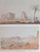 After G Belzoni (Italian, 1778-1823) 'City of Bacchus on the Lake Moeris' and 'Temple of Dakke in