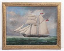 19th Century English School, depicting a sailing vessel, inscribed "Argo of Ipswich, Capt. Lucas",