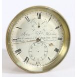 19th Century brass cased marine chronometer, the silvered dial signed "John Fletcher, 48 Lombard St.