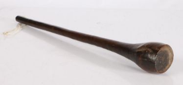 Zulu iwisa or knobkerrie club, the bulbous head with flattened top, 55cm long