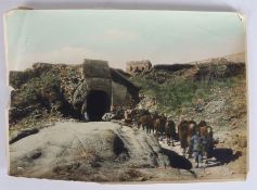 Kang-Sing Chiao (Chinese, 19th Century) a coloured albumen print, circa 1900, a man leading a