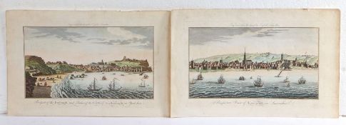 Two 18th Century coloured prints, "Perspective view of Liverpool in Lancashire", "Prospect of the