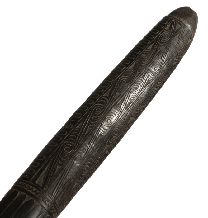 Maasim sword club, Trobriand Islands, Papua New Guinea, with chip carved pommel, both sides of the - Image 2 of 2