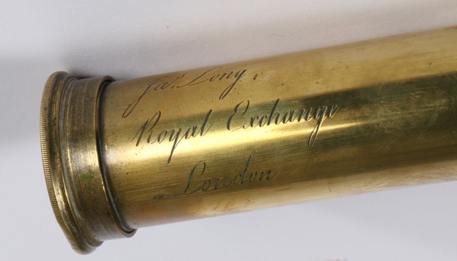 19th Century James Long Royal Exchange Telescope, with a mahogany grip and three draws - Image 8 of 10