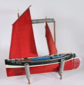 Scottish "Fifie" remote controlled model fishing boat, "Olive Leaf" BCK258, with plank on frame