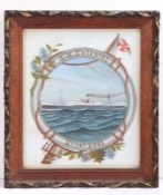 J Bell (British, 19th/20th Century) 'S.S.Colonial - Liverpool' oil on milk glass, signed (lower