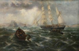 Thomas Rose Miles (act. 1869-1906), "Homeward Bound to Plymouth Sound", signed oil on canvas, titled