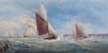 Charles Taylor Jr (British, fl. 1841-1883) gaff mast boats at sea  signed and dated 1879 (lower