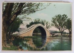 Kang-Sing Chiao (Chinese, 19th Century) a coloured albumen print, circa 1900, a view of a bridge set