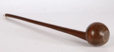 Zulu iwisa or knobkerrie club, the offset head with scooped carving to the top and bottom, 69cm