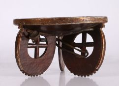 19th Century African stool, Kamba Tribe, (Kenya, East Africa) of circular form, the dished seat with