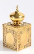 Asprey Elizabeth II silver gilt perfume bottle, London 1984, of Moorish influence, the detachable