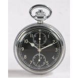 Hamilton push-button chronograph nickel cased lever pocket watch, signed model 23 19 jewel movement,