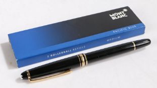 Montblanc Meisterstuck Classique ballpoint pen, the polished black body with gilt mounts and