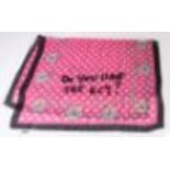 Moschino Larioseta Como "Cheap and Chic" silk scarf, the pink ground with white spot decoration