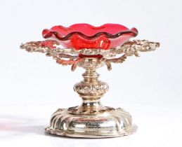 Victorian silver pipe stand and ashtray, London 1855, maker possibly Samuel Whitford, the wavy