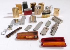 Collection of lighters & pocket knives including various Ronson examples; together with two cased