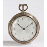 George III silver pair cased pocket watch by Robert Westmore of Preston, the inner and outer cases
