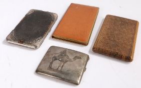 Late Victorian silver mounted leather card case, import marks for 1899/1900, together with an