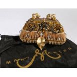 A Mary Frances handbag, gilt floral and beadwork decoration, cloth bag