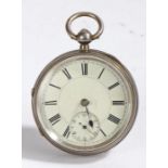 Victorian silver open face pocket watch by J. Freatson, Lyons Lane, Chorley, the case Birmingham
