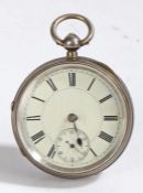 Victorian silver open face pocket watch by J. Freatson, Lyons Lane, Chorley, the case Birmingham