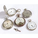 Pocket watches, to include a hunter with Roman numerals and subsidiary seconds dial, open face